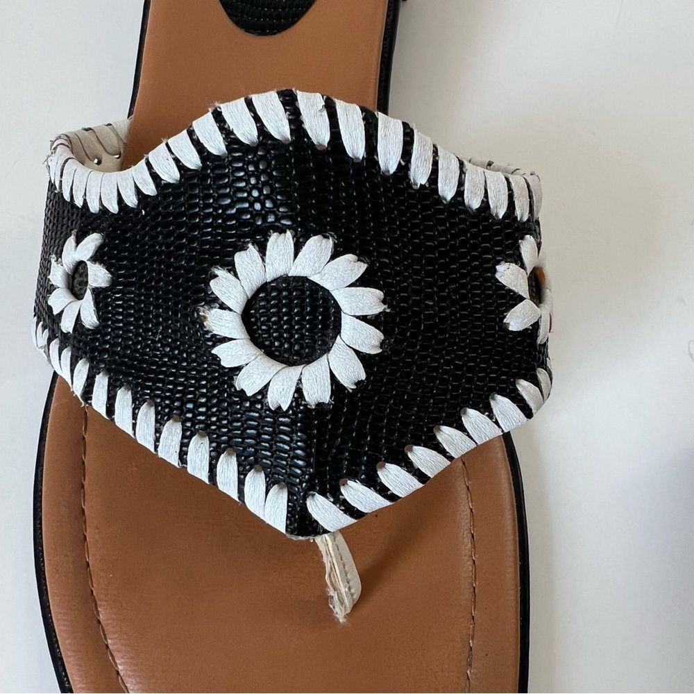 Montego Bay Club Women's Black and White Boho Southwestern Sandals Size 8.5 - Picture 5 of 14